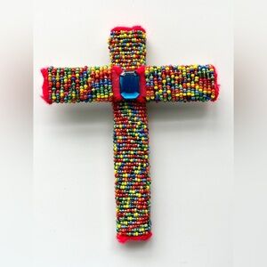 Rainbow Beaded mini cross